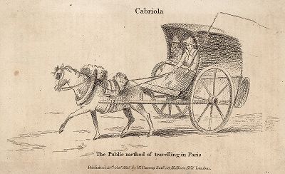 Двухколёсная городская повозка кабриола. Своеобразное городское парижское такси 1-й четверти XIX в. 