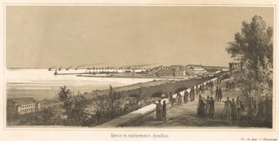 Одесса с прибрежного бульвара (Русский художественный листок. № 17 за 1854 год)