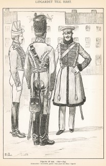 Шведские гусары в униформе образца 1820-45 гг. Svenska arméns munderingar 1680-1905. Стокгольм, 1911