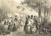 Продажа животных и растений на Биржевом сквере (Русский художественный листок. № 18 за 1852 год)