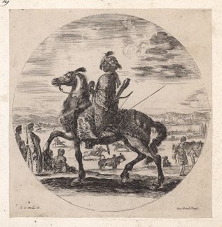 Всадник негр. Офорт Стефано делла Белла из сюиты «Конные негры, поляки и венгры», 1648-53 гг. 