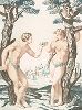 Адам и Ева. Гравюра выдающегося мастера Джозефа Стратта с оригинала Рафаэля.