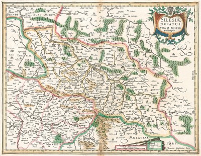 Карта герцогства Силезия в новом тщательном описании. Silesia ducatus nova et accurata desсriptio. Составлена Ян Янсониус. Амстердам, 1640