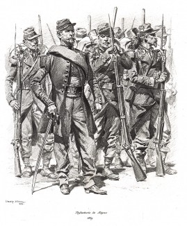 Французская линейная пехота в 1859 году (из Types et uniformes. L'armée françáise par Éduard Detaille. Париж. 1889 год)
