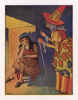 Золушка и Фея-крёстная. Лист из книги "Всё о Золушке", Нью-Йорк, 1916