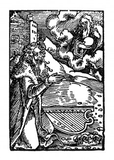 Царь Давид с гуслями, возносящий молитву. Ганс Бальдунг Грин. Иллюстрация к Hortulus Animae. Издал Martin Flach. Страсбург, 1512