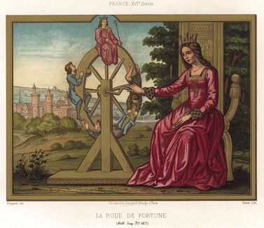 Колесо фортуны, вращаемое самой Фортуной (из Les arts somptuaires... Париж. 1858 год)