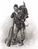 Французский пехотинец при полной выкладке в полевой форме образца 1870 года (из Types et uniformes. L'armée françáise par Éduard Detaille. Париж. 1889 год)