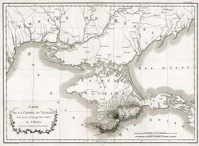 Карта Крыма или Тавриды. Carte de la Crimee ou Tauride. Составил Жан-Батист Пуарсон в 1803 году. 