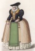 Знатная эльзасская дама в кринолине (XVI век) (лист 85 работы Жоржа Дюплесси "Исторический костюм XVI -- XVIII веков", роскошно изданной в Париже в 1867 году)
