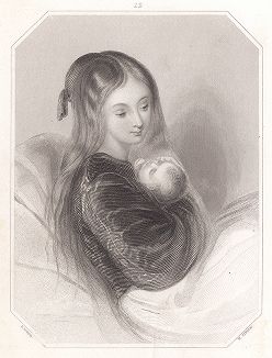 Свет гарема: турчанка с ребенком. Иллюстрация к "Чайльд Гарольду" Байрона из Finden’s Byron Beauties, 1837. 