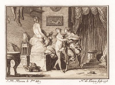 Иллюстрация Жана-Мишеля Моро мл. к сочинению Жан-Жака Руссо "Пигмалион", Париж, 1773. Отпечаток более позднего времени. 