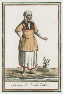 Женщина с Камчатки (вероятно европейская поселенка) (иллюстрация к работе Costumes civils actuels de tous les peuples..., изданной в Париже в 1788 году)