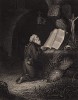 Пустынник. Гравюра с картины Герарда Доу. Картинные галереи Европы, т.3. Санкт-Петербург, 1864