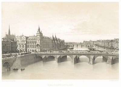 Пале-де-Жюстис и вид на Сену (из работы Paris dans sa splendeur, изданной в Париже в 1860-е годы)