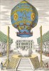 21 ноября 1783 г. Запуск первого воздушного шара братьев Монгольфье. Пассажиры на борту - Пилатр де Розье и маркиз д'Арланд. Из альбома Balloons, выполненного по старинным гравюрам, посвящённым истории воздухоплавания. Лондон, 1956