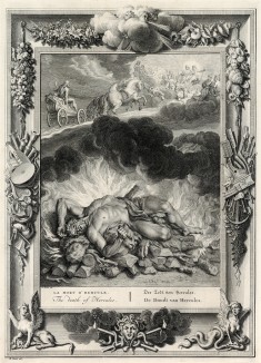 Смерть Геракла (лист известной работы "Храм муз", изданной в Амстердаме в 1733 году)