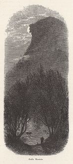 Гора Человеческий профиль, Белые горы, штат Нью-Гемпшир. Лист из издания "Picturesque America", т.I, Нью-Йорк, 1872.