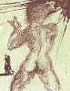 Серое ню (Nu gris). Литография знаменитого Сальвадора Дали из серии, приуроченной к презентации его знаменитой картины "Ловля тунца" (Tuna Fishing). На литографии представлен один из фрагментов этой картины. Манруж, Париж, 1967 год
