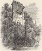 Скала Прыжок Любовников, остров Макино, озеро Мичиган, штат Мичиган. Лист из издания "Picturesque America", т.I, Нью-Йорк, 1872.