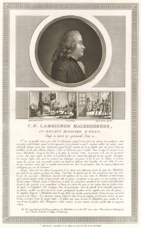 Гийом Кретьен де Ламуаньон Мальзерб (1721-94) - ботаник, член Французской Академии и Академии Наук, военный министр Людовика XVI. Казнен якобинцами 21 апреля 1794 г. Париж, 1804