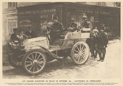 Французские генералы во время больших маневров в Босе 15 сентября 1900 года. L'automobile, Париж, 1935