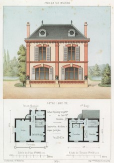 Дом в классическом стиле с мансардой (из популярного у парижских архитекторов 1880-х Nouvelles maisons de campagne...)