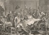 Современный ночной разговор, 1732. Возможно, самая популярная гравюра Хогарта, многократно копировалась им лично. Художник получал на нее заказы не только из Англии, но и из стран континентальной Европы и даже из России. Лондон, 1838