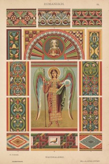 Романские фрески XI-XII вв. из базилик Капуи, Кёльна и Бонна (лист 36 альбома "Сокровищница орнаментов...", изданного в Штутгарте в 1889 году)