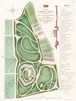 Общий план парка и фруктового сада замка Виньо в департаменте Сена и Марна. F.Duvillers, Les parcs et jardins, т.I, л.17. Париж, 1871