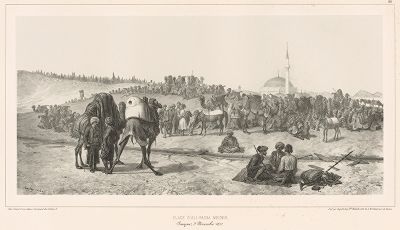 Привал близ Смирны 9 ноября 1837 года (из Voyage dans la Russie Méridionale et la Crimée... Париж. 1848 год (лист 83))