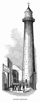 Маяк Гиббс-Хилл, оборудованный линзами Френеля, построенный английскими инженерами из чугунных пластин на Бермудских островах -- коронном владении Великобритании (Supplement to The Illustrated London News от 20/04/1844 г.)