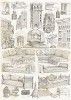 Мебель и предметы быта, рисованные с натуры во время путешествия по Египту в 1838 году (из "Путешествия на Восток..." герцога Максимилиана Баварского. Штутгарт. 1846 год (лист XLVII))