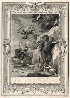 Персей освобождает Андромеду (лист известной работы "Храм муз", изданной в Амстердаме в 1733 году)
