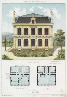 Эскиз загородного дома в современном стиле (из популярного у парижских архитекторов 1880-х Nouvelles maisons de campagne...)