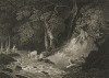 Иллюстрация к комедии Шекспира "Как вам это понравится", акт II, сцена I: Жак предается меланхоличным размышлениям под дубом в Арденнском лесу . Boydell's Graphic Illustrations of the Dramatic works of Shakspeare, Лондон, 1803. 