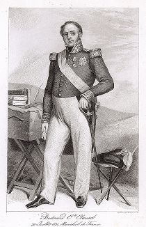 Бертран Клозель (1772-1842), маршал Франции с 1831 года. Galerie des Marechaux de France par Ch. Gavard, Париж, 1839 год. 