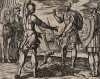 Аякс Великий (Аянт) и Одиссей (Улисс) спорят за право владеть оружием Ахиллеса. Гравировал Антонио Темпеста для своей знаменитой серии "Метаморфозы" Овидия, л.117. Амстердам, 1606