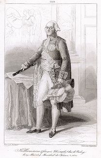 Франсуа-Кристоф Келлерман (1735-1820), почетный маршал Франции с 1804 года. Galerie des Marechaux de France par Ch. Gavard, Париж, 1839 год. 