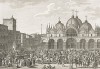 Французы вывозят из Венеции коней Святого Марка 16 мая 1797 года. Гравюра из альбома "Военные кампании Франции времён Консульства и Империи". Campagnes des francais sous le Consulat et l'Empire. Париж, 1834
