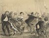 Танцы. Литография из сюиты "Пикник" А.И. Лебедева, 1859 год. 