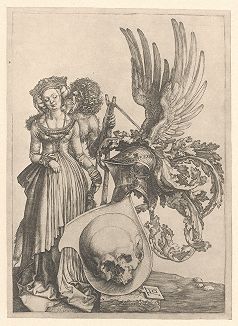 Герб с черепом. Гравюра Альбрехта Дюрера, выполненная ок. 1503 года (Репринт 1928 года. Лейпциг)