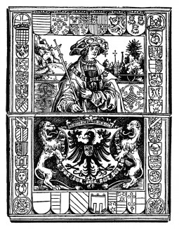 Император Священной Римской империи Карл V Габсбург (1500-58). Неизвестный немецкий мастер для Walter Isenberg / Die Erbkonigreiche. Издал H.Shoensperger, Аугсбург, 1520. Репринт 1931 г.