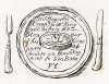 Пригласительный билет мистеру Кингу. Хогарт использует этот рисунок, чтобы с преувеличенным шуточным почтением пригласить друга на обед. Гравюра Эрнста Ринхаузена с рисунка Хогарта. Геттинген, 1854