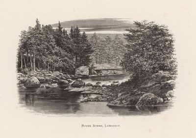 Вид на Лэнгдейл в Озёрном крае Англии (иллюстрация к работе "Пресноводные рыбы Британии", изданной в Лондоне в 1879 году)