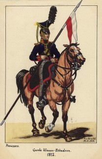 1812 г. Кавалерист гвардейского эскадрона прусских улан. Коллекция Роберта фон Арнольди. Германия, 1911-29