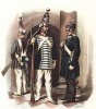 Гренадеры прусской лейб-гварди в униформе дворцового караула образца 1870-х гг. Preussens Heer. Берлин, 1876