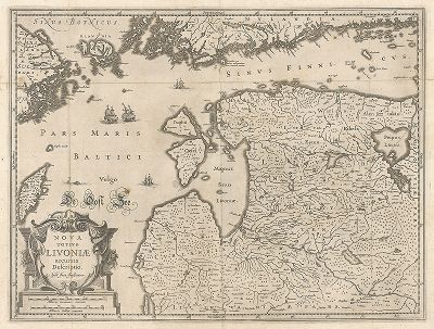 Карта Ливонии. Nova Totius Livoniae. Составил Ян Янсон, ок. 1638-41 г. 