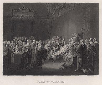 Смерть Уильяма Питта Старшего от инсульта во время заседания Палаты лордов. Gallery of Historical and Contemporary Portraits… Нью-Йорк, 1876