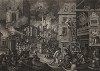 Времена, гравюра I, 1762. В 1761 г. Хогарт был назначен придворным художником и ближе познакомился с властью. Гравюра выполнена в разгар Семилетней войны и отражает недовольство Хогарта бесчеловечной государственной политикой. Геттинген, 1854